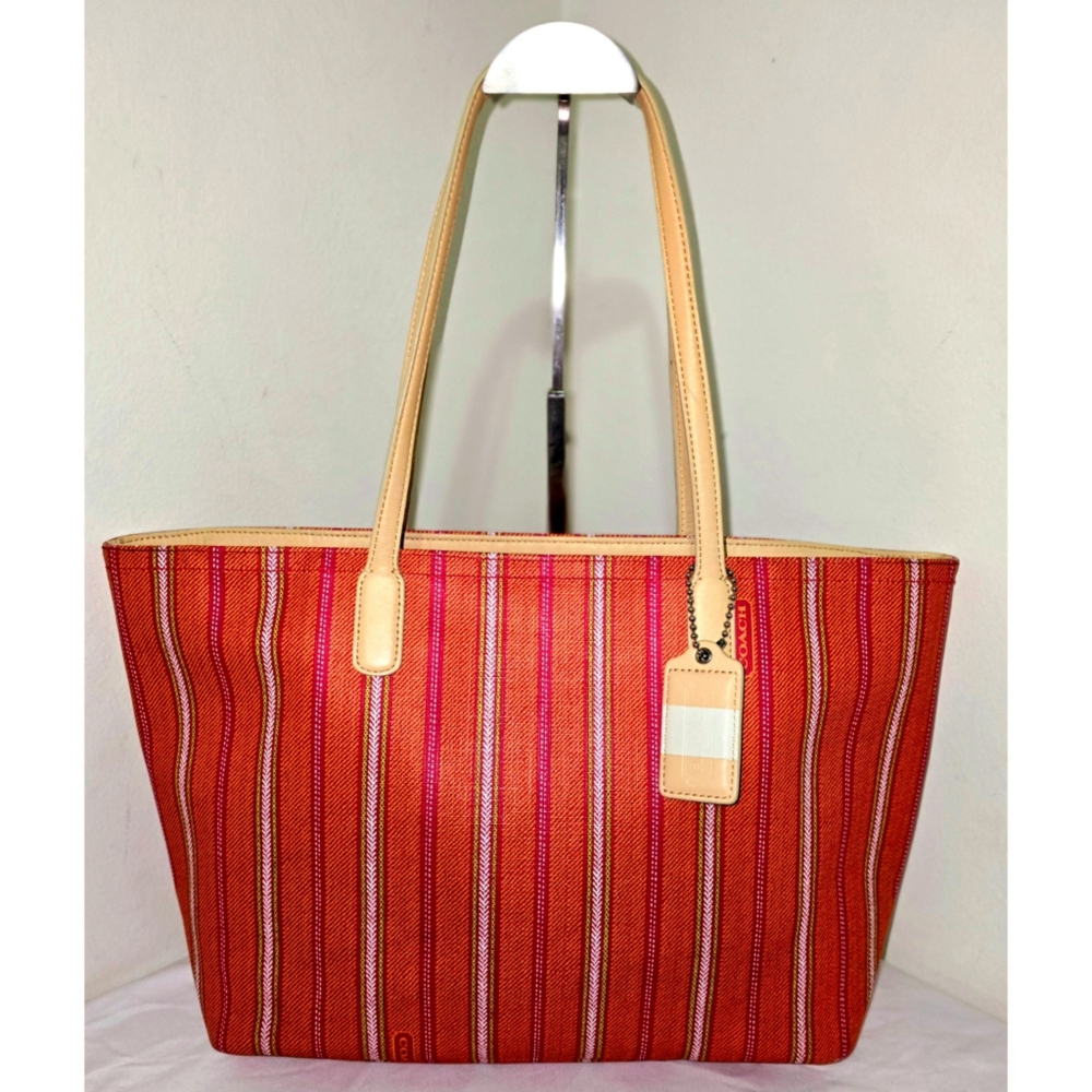 Coach 23108 Legacy Weekend Coated Striped PVC Multi-Colored Tote Bag